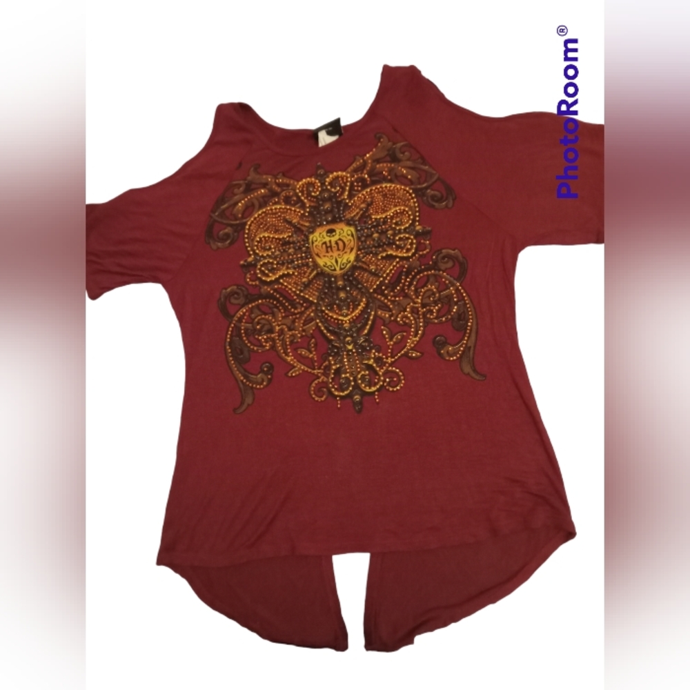 Harley Davidson Blingy Cold Shoulder Top